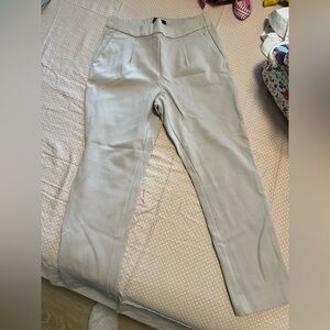 Light Beige High-Waist Tailored Pants